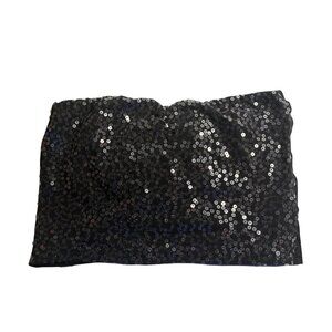 Vintage GLO Medium Women's Black Sequin Tube Top Y2K Dressy Stylish Summer Party